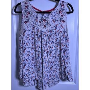 Xhilaration Embroidered Floral Lace Tank Top XL Boho Cottagecore Blouse